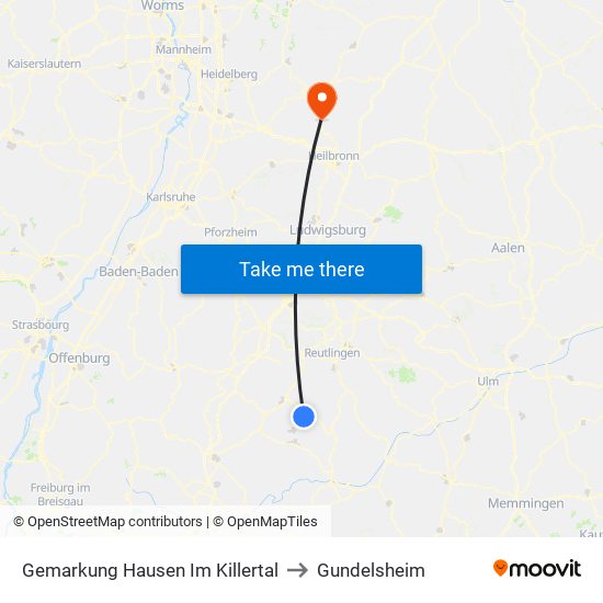 Gemarkung Hausen Im Killertal to Gundelsheim map