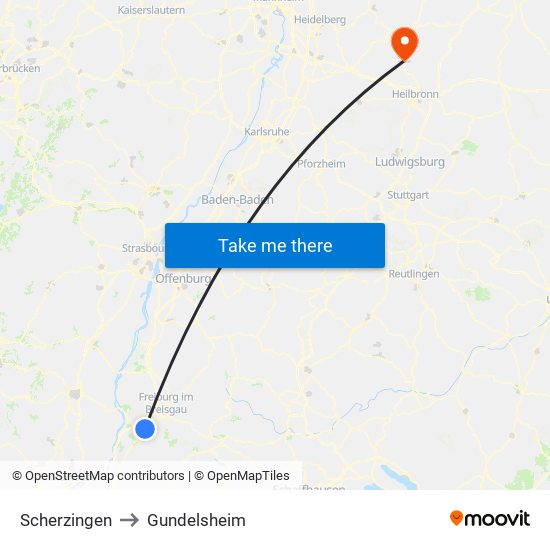 Scherzingen to Gundelsheim map
