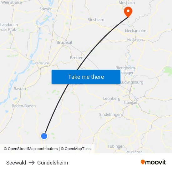 Seewald to Gundelsheim map