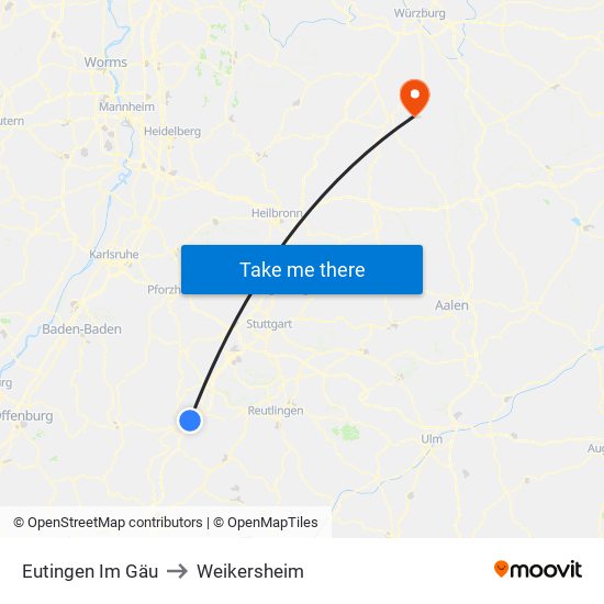 Eutingen Im Gäu to Weikersheim map