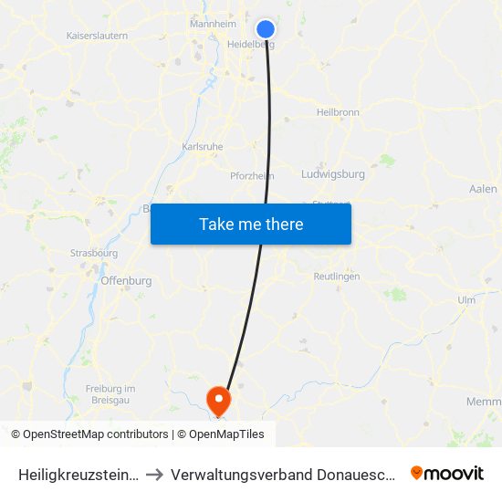 Heiligkreuzsteinach to Verwaltungsverband Donaueschingen map