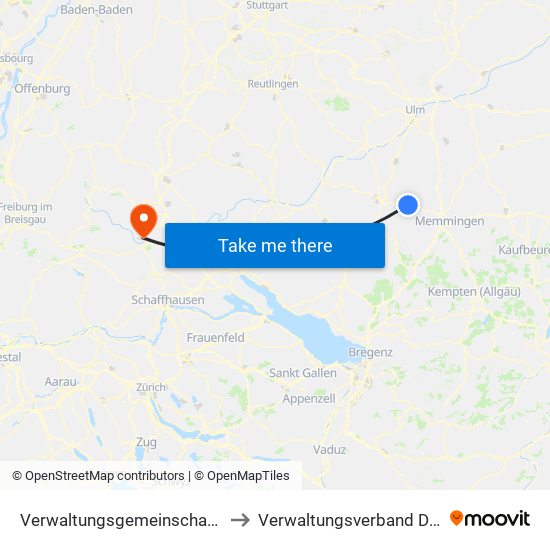 Verwaltungsgemeinschaft Ochsenhausen to Verwaltungsverband Donaueschingen map