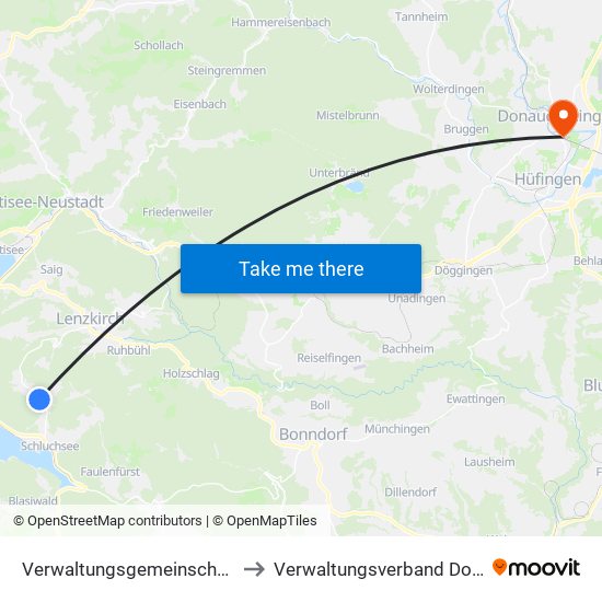 Verwaltungsgemeinschaft Schluchsee to Verwaltungsverband Donaueschingen map