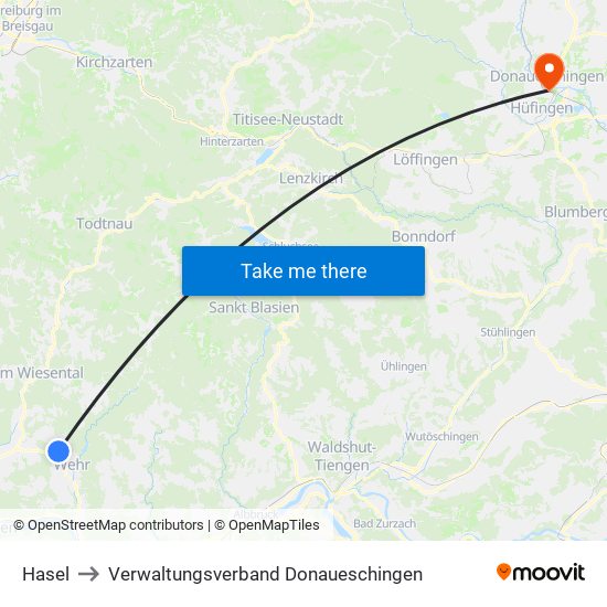 Hasel to Verwaltungsverband Donaueschingen map