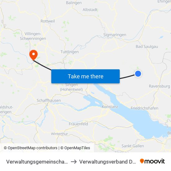 Verwaltungsgemeinschaft Wilhelmsdorf to Verwaltungsverband Donaueschingen map