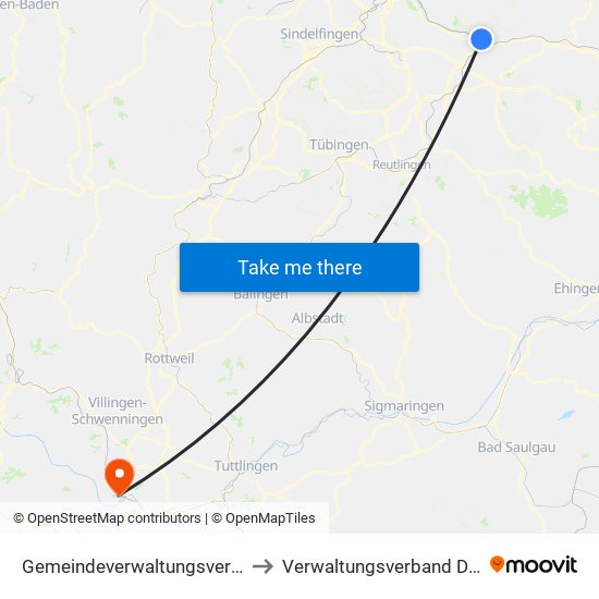 Gemeindeverwaltungsverband Plochingen to Verwaltungsverband Donaueschingen map