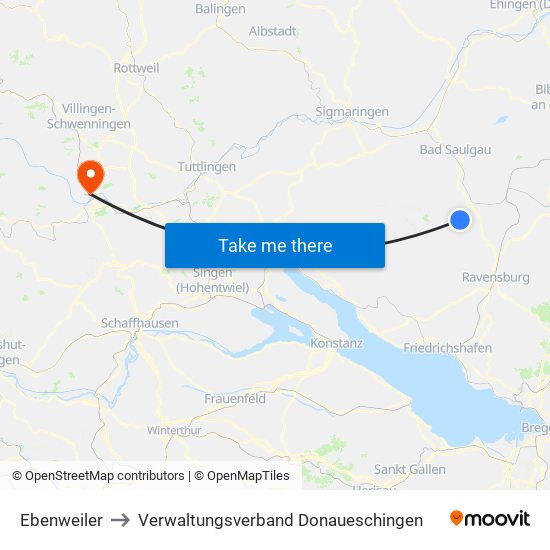 Ebenweiler to Verwaltungsverband Donaueschingen map