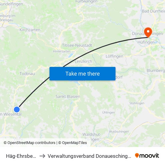Häg-Ehrsberg to Verwaltungsverband Donaueschingen map
