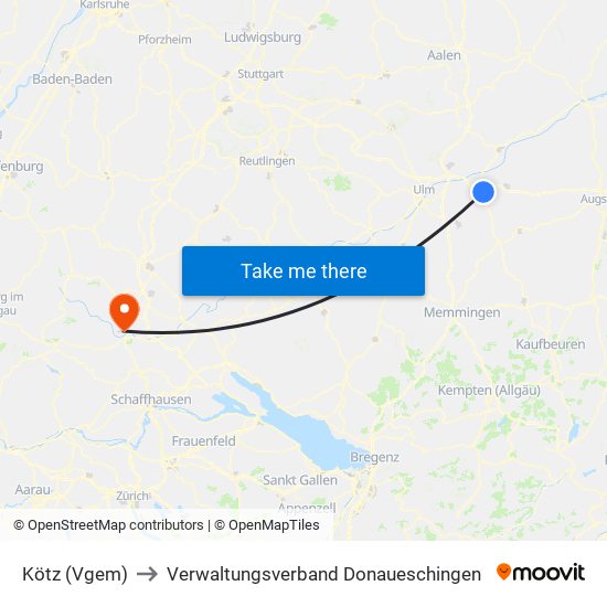 Kötz (Vgem) to Verwaltungsverband Donaueschingen map