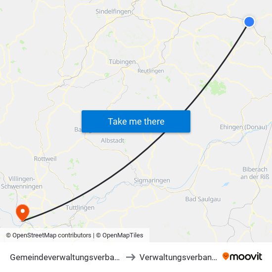 Gemeindeverwaltungsverband Mittleres Fils-Lautertal to Verwaltungsverband Donaueschingen map