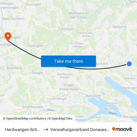 Herdwangen-Schönach to Verwaltungsverband Donaueschingen map