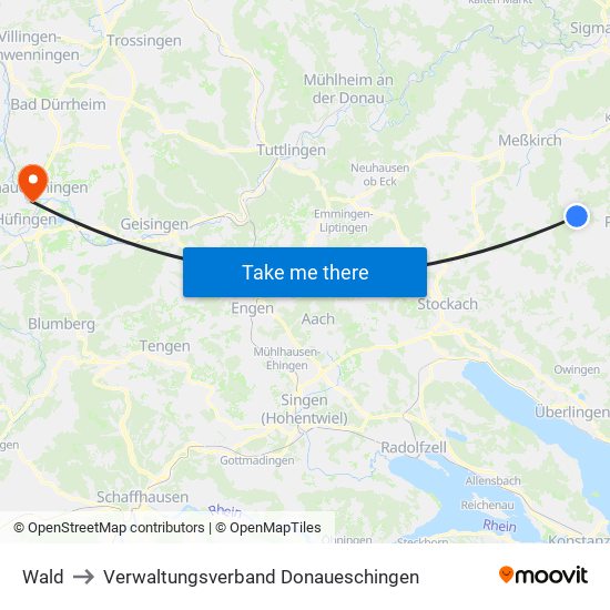 Wald to Verwaltungsverband Donaueschingen map