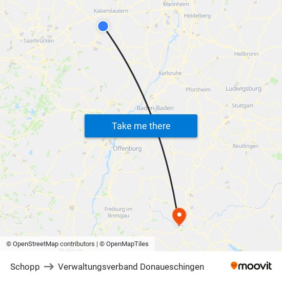 Schopp to Verwaltungsverband Donaueschingen map
