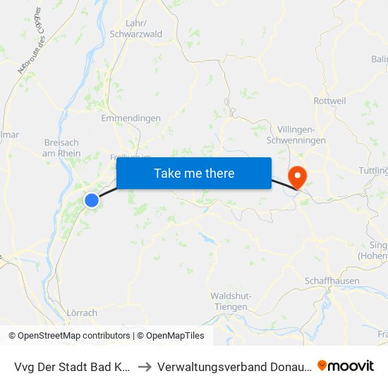 Vvg Der Stadt Bad Krozingen to Verwaltungsverband Donaueschingen map