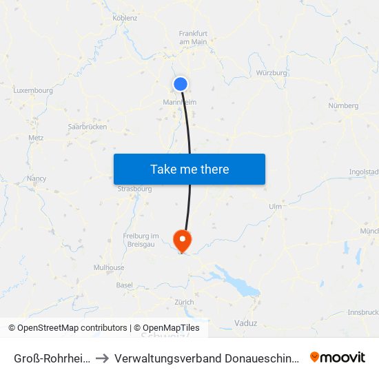 Groß-Rohrheim to Verwaltungsverband Donaueschingen map