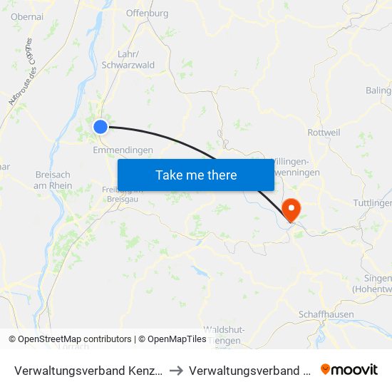 Verwaltungsverband Kenzingen-Herbolzheim to Verwaltungsverband Donaueschingen map