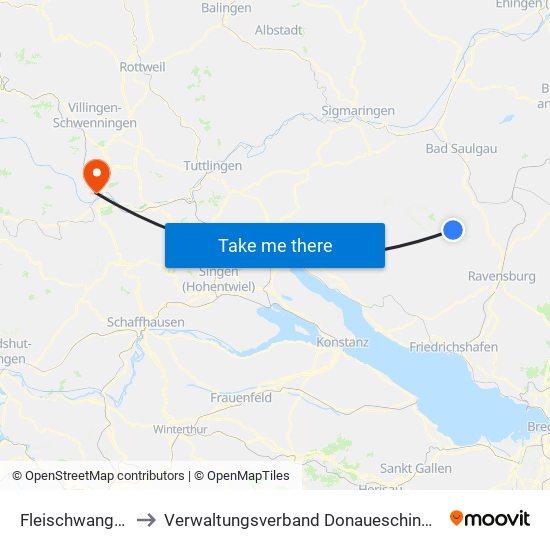 Fleischwangen to Verwaltungsverband Donaueschingen map
