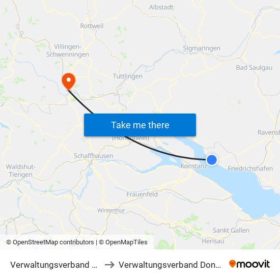 Verwaltungsverband Meersburg to Verwaltungsverband Donaueschingen map