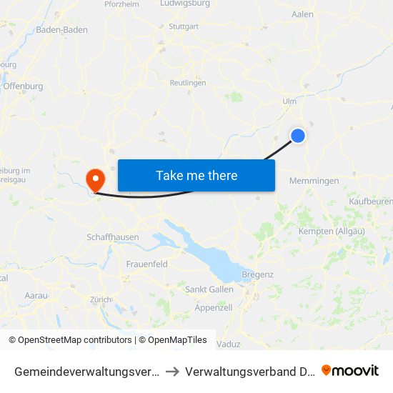 Gemeindeverwaltungsverband Dietenheim to Verwaltungsverband Donaueschingen map