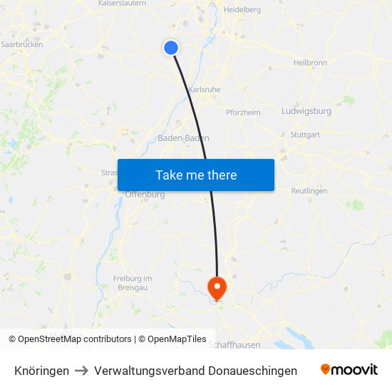 Knöringen to Verwaltungsverband Donaueschingen map