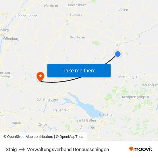 Staig to Verwaltungsverband Donaueschingen map