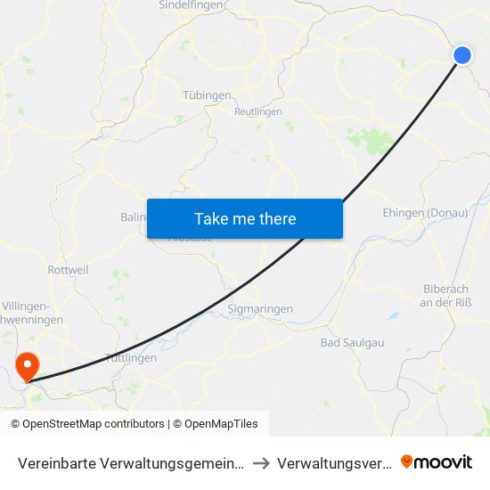 Vereinbarte Verwaltungsgemeinschaft Der Stadt Geislingen An Der Steige to Verwaltungsverband Donaueschingen map