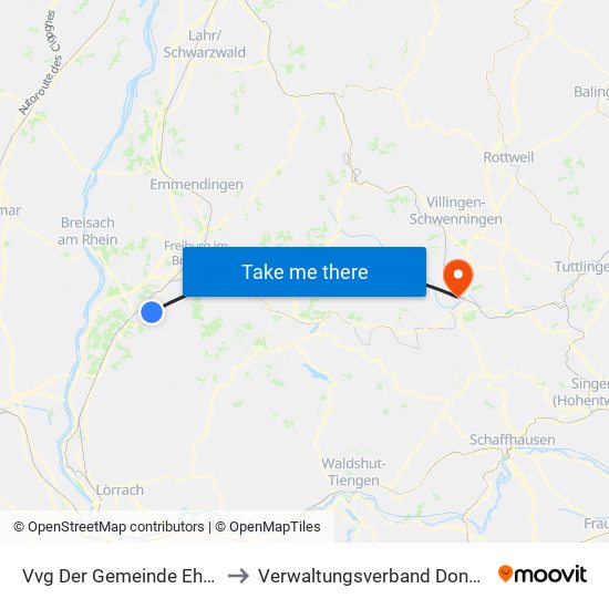 Vvg Der Gemeinde Ehrenkirchen to Verwaltungsverband Donaueschingen map