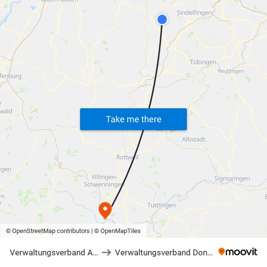 Verwaltungsverband Althengstett to Verwaltungsverband Donaueschingen map