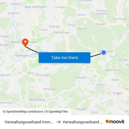 Verwaltungsverband Immendingen-Geisingen to Verwaltungsverband Donaueschingen map