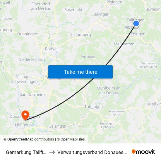 Gemarkung Tailfingen to Verwaltungsverband Donaueschingen map