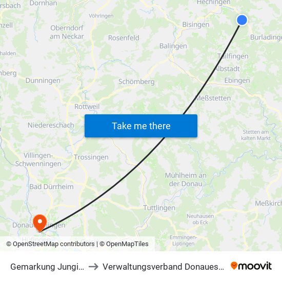 Gemarkung Jungingen to Verwaltungsverband Donaueschingen map