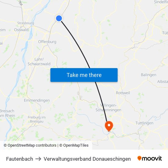 Fautenbach to Verwaltungsverband Donaueschingen map