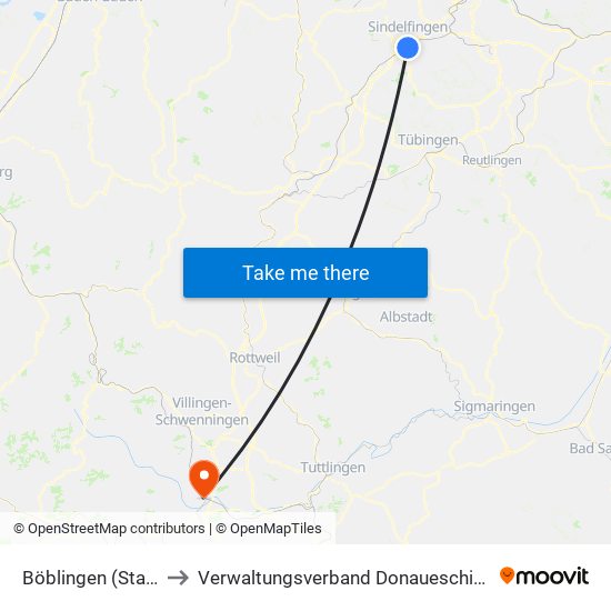 Böblingen (Stadt) to Verwaltungsverband Donaueschingen map