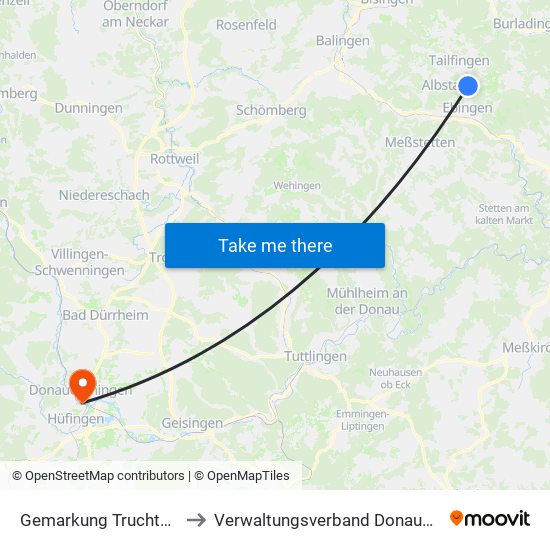 Gemarkung Truchtelfingen to Verwaltungsverband Donaueschingen map