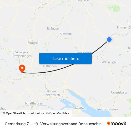 Gemarkung Zell to Verwaltungsverband Donaueschingen map