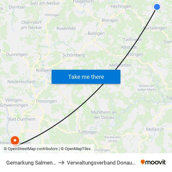 Gemarkung Salmendingen to Verwaltungsverband Donaueschingen map