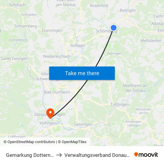 Gemarkung Dotternhausen to Verwaltungsverband Donaueschingen map