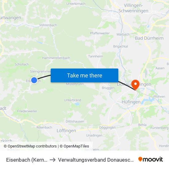 Eisenbach (Kernort) to Verwaltungsverband Donaueschingen map