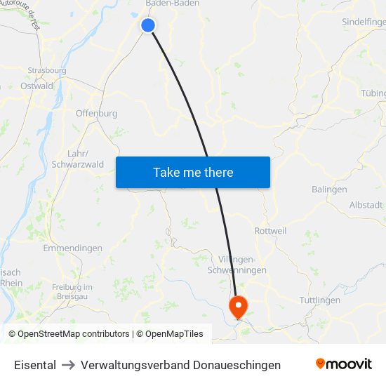 Eisental to Verwaltungsverband Donaueschingen map