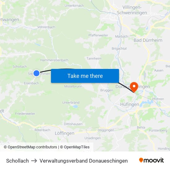 Schollach to Verwaltungsverband Donaueschingen map