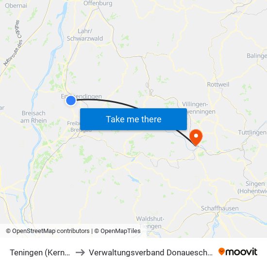 Teningen (Kernort) to Verwaltungsverband Donaueschingen map