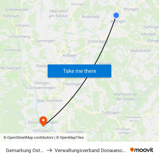 Gemarkung Ostdorf to Verwaltungsverband Donaueschingen map