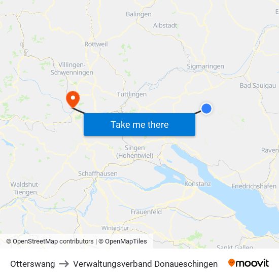 Otterswang to Verwaltungsverband Donaueschingen map