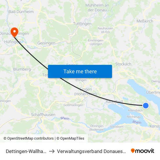 Dettingen-Wallhausen to Verwaltungsverband Donaueschingen map