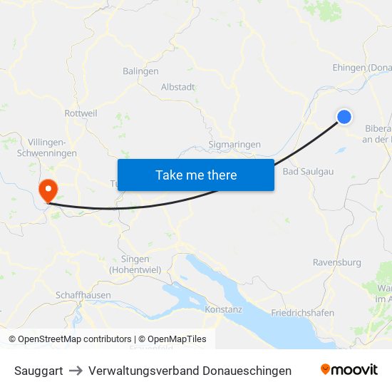 Sauggart to Verwaltungsverband Donaueschingen map