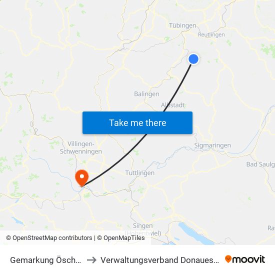 Gemarkung Öschingen to Verwaltungsverband Donaueschingen map