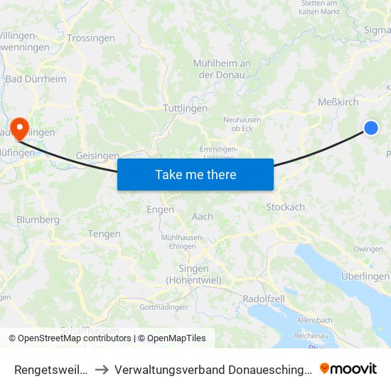 Rengetsweiler to Verwaltungsverband Donaueschingen map