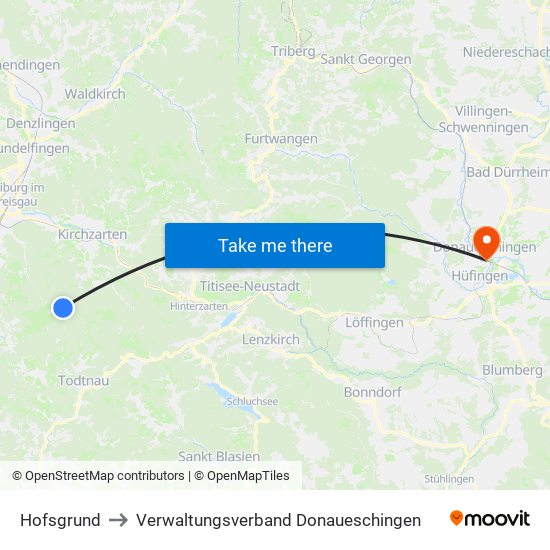 Hofsgrund to Verwaltungsverband Donaueschingen map