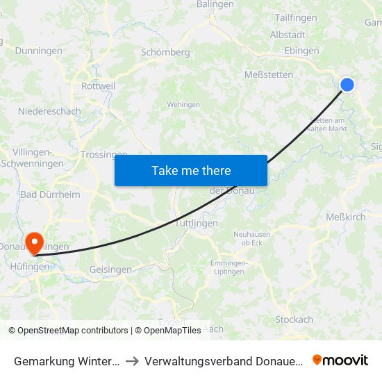 Gemarkung Winterlingen to Verwaltungsverband Donaueschingen map