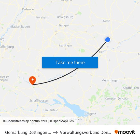 Gemarkung Dettingen am Albuch to Verwaltungsverband Donaueschingen map